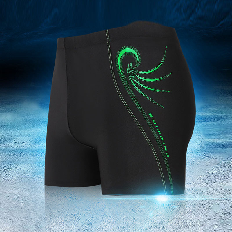 Thickened Fabric Swim Trunks, Square-Leg Adult Swimming Trunks, Loose and Comfortable Black Men's Swimwear, Wholesale Trendy Swim Trunks