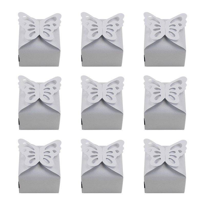 Picture of Cross-border new candy box creative butterfly hollow square bottom candy box pearl paper packaging box wedding candy box wholesale