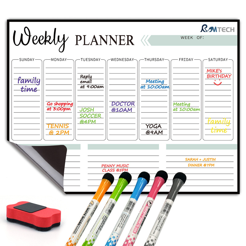 Picture of in stock Whiteboard Erasable Calendar Post suit Weekly Schedule Custom Movable Magnetic Message Board Refrigerator Sticker