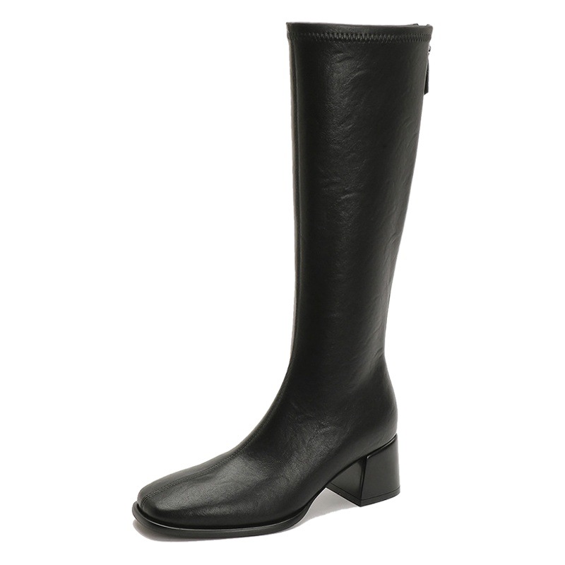 British but knee boots women's 2024 new thick heel small high heel boots autumn and winter show high knight boots tide