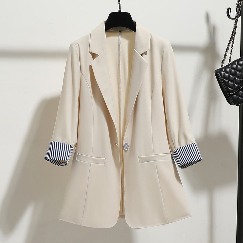 Small suit jacket for women 2023 Summer Autumn New Korean style slim-fit draping thin three-quarter sleeve suit top