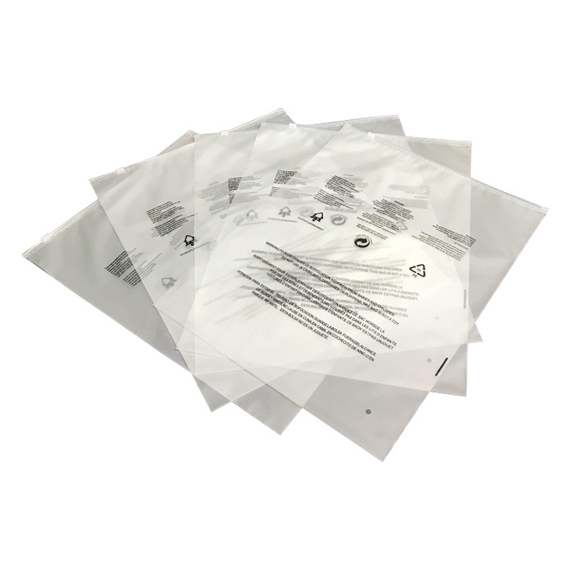 Transparent frosted warning zipper bag spot cross-border e-commerce clothing self-sealing bag printed LOGO clothes packaging bag