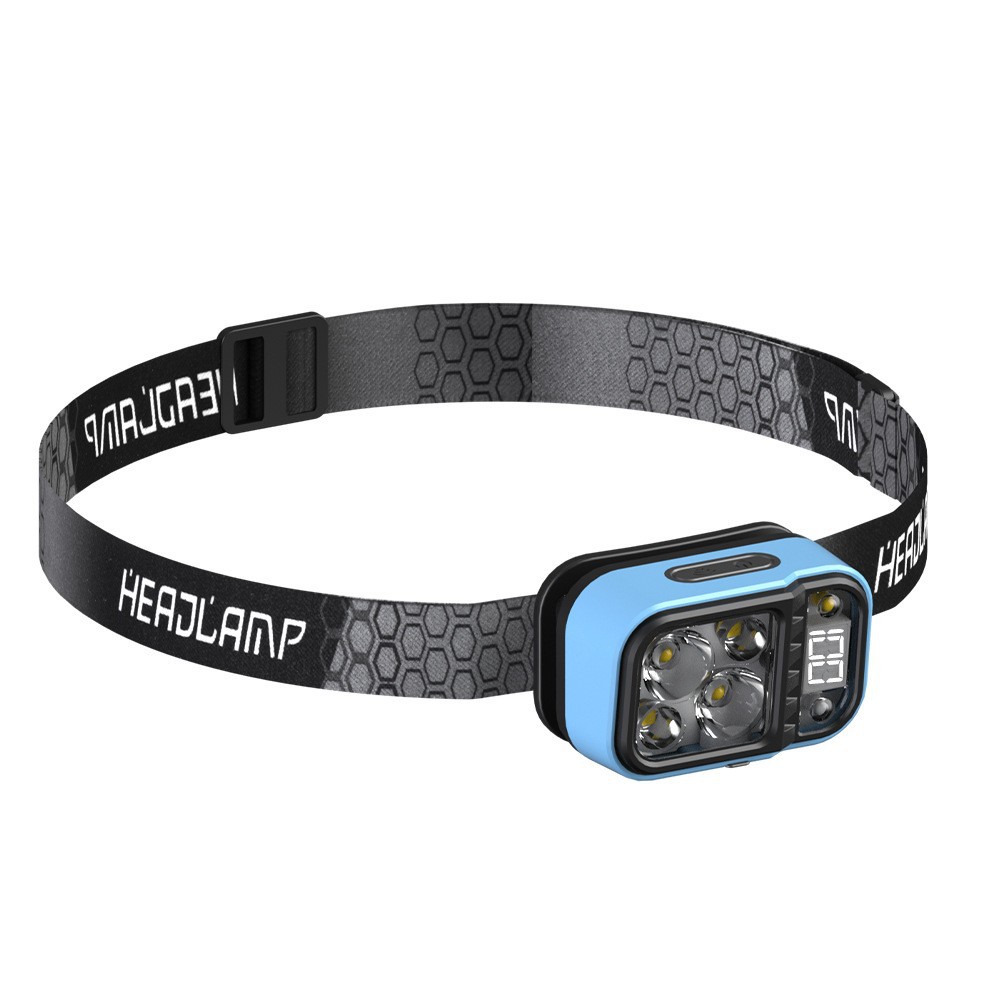 Picture of Cross-border new three-light source LED intelligent induction charging headlight outdoor riding running fishing portable small headlight