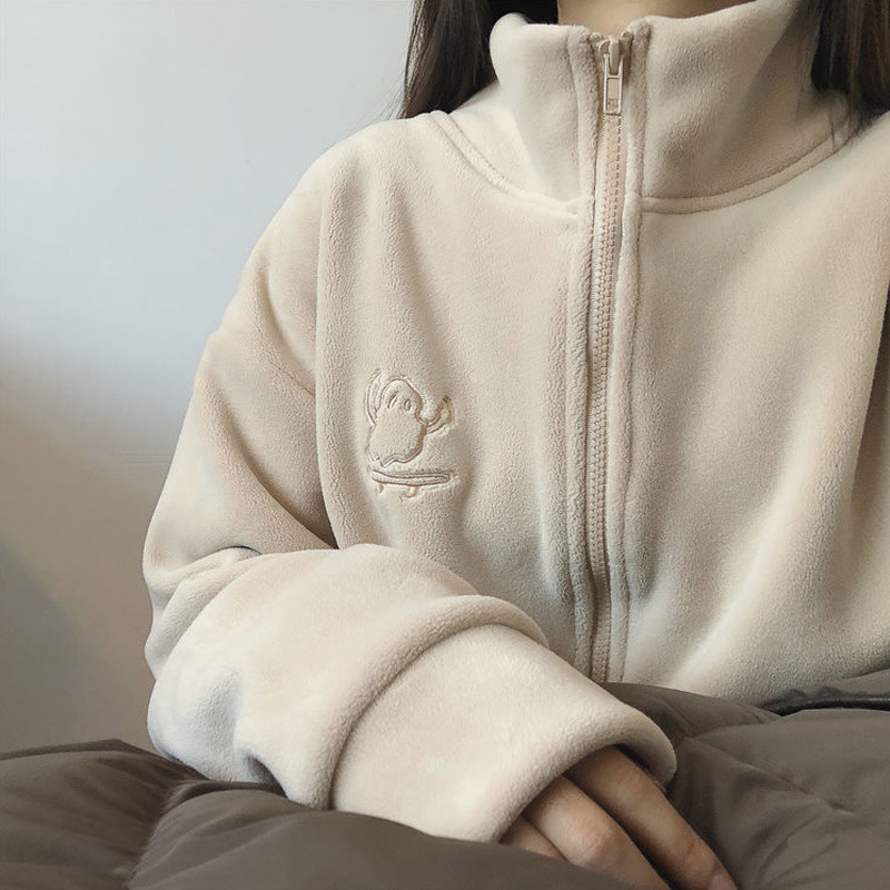 2024 Fleece Coat Women's Autumn and Winter New Loose Lamb Wool Thickened Sweatshirt Collar Short Top