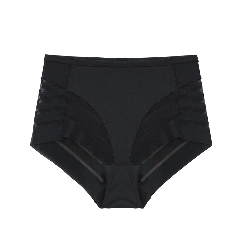 Picture of Cross-border mid-waist mesh ice silk briefs plus size thin breathable European and American sexy striped seamless underwear for women