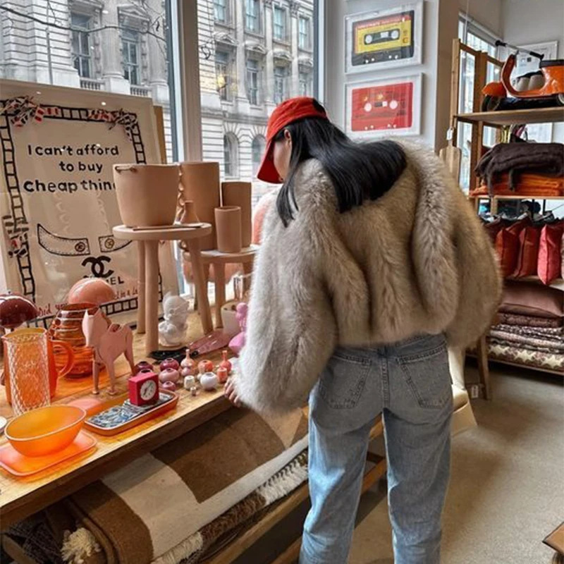 Picture of AliExpress Fur Coat Short Tokas Fur Women's Casual European and American Style Street Style Fox Fur Women's Clothing