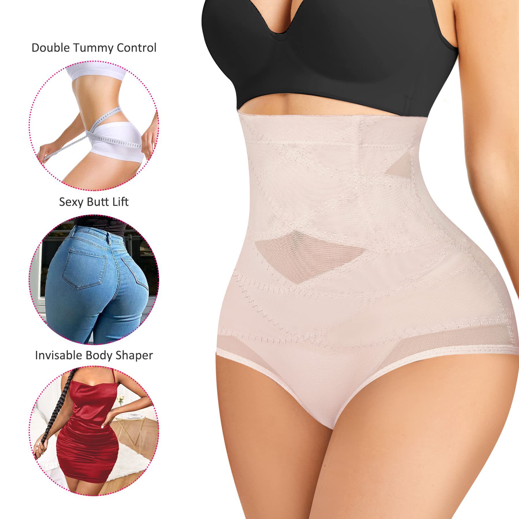 Picture of European and American Women's Mesh Pants High Waist Cross Waist Pants Postpartum Body-lifting Pants Women's Body-shaping Pants