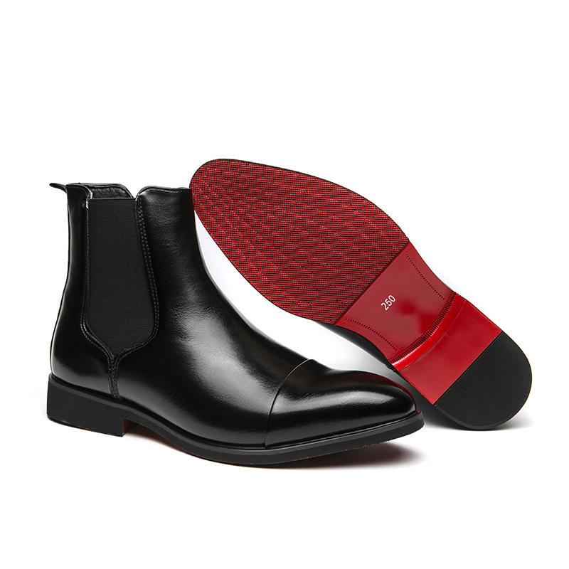 Autumn and Winter High-top Red Leather Shoes Pointed Toe plus size Men's Boots Martins British Casual Chelsea Boots Wholesale