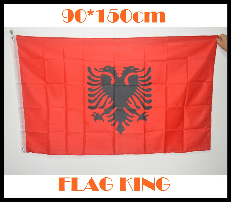 F901 in stock 90 * 150cm 3 * 5ft Albania 4 Polyester Flag Albania flag