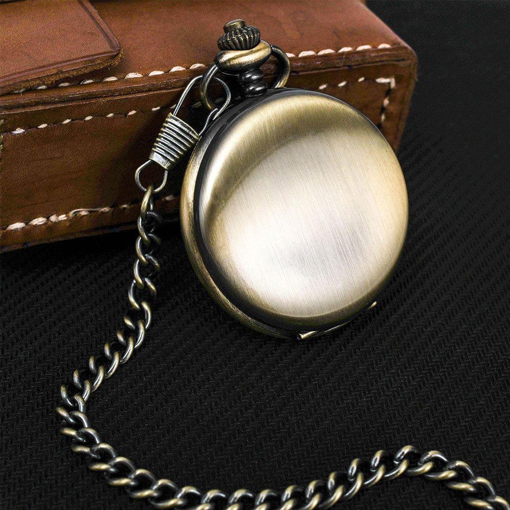Picture of Pocket watch glossy laser logo lettering retro flip two-sided light quartz pocket watch Boshia leisure pocket watch wholesale