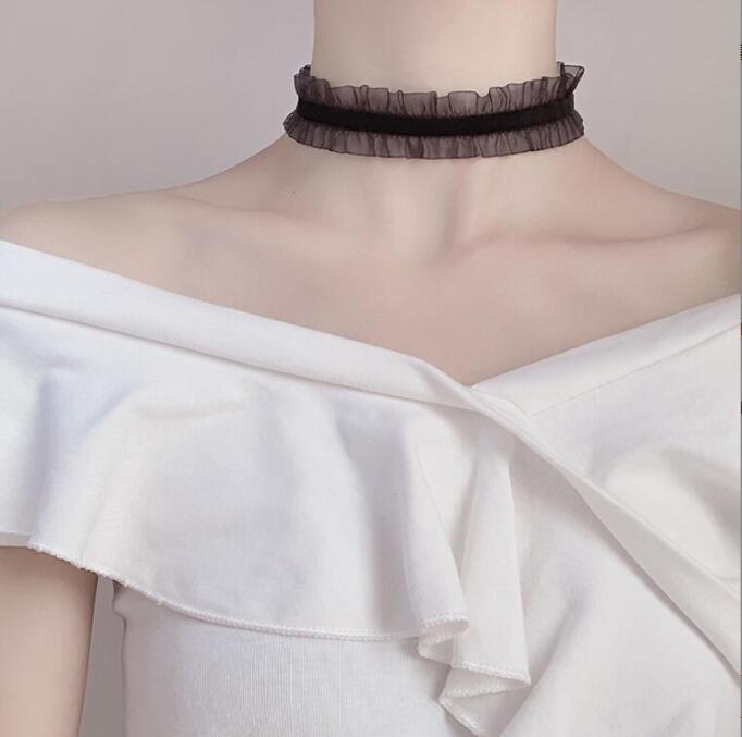 Picture of Cross Border Accessories Women's Neck Strap Court Gothic Spice Girl Neck Chain Lace Necklace Choker Clavicle Chain Collar Collar Vintage