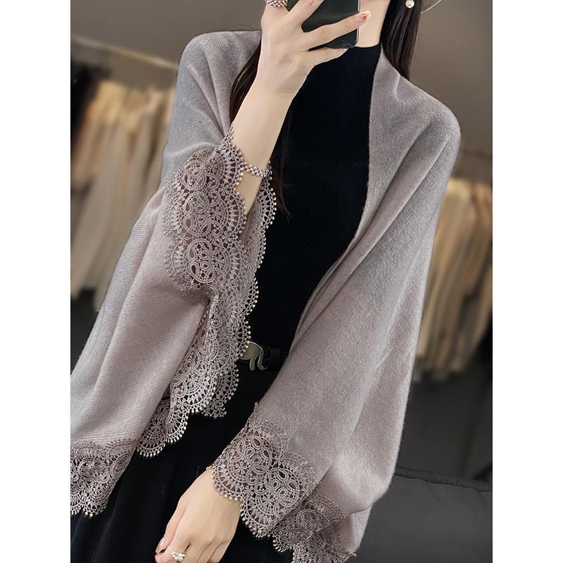 Picture of Sweater Coat Women's Spring and Autumn Loose Mid-length Sweater Outer Cape Fashion Elegant Wool Cape Shawl