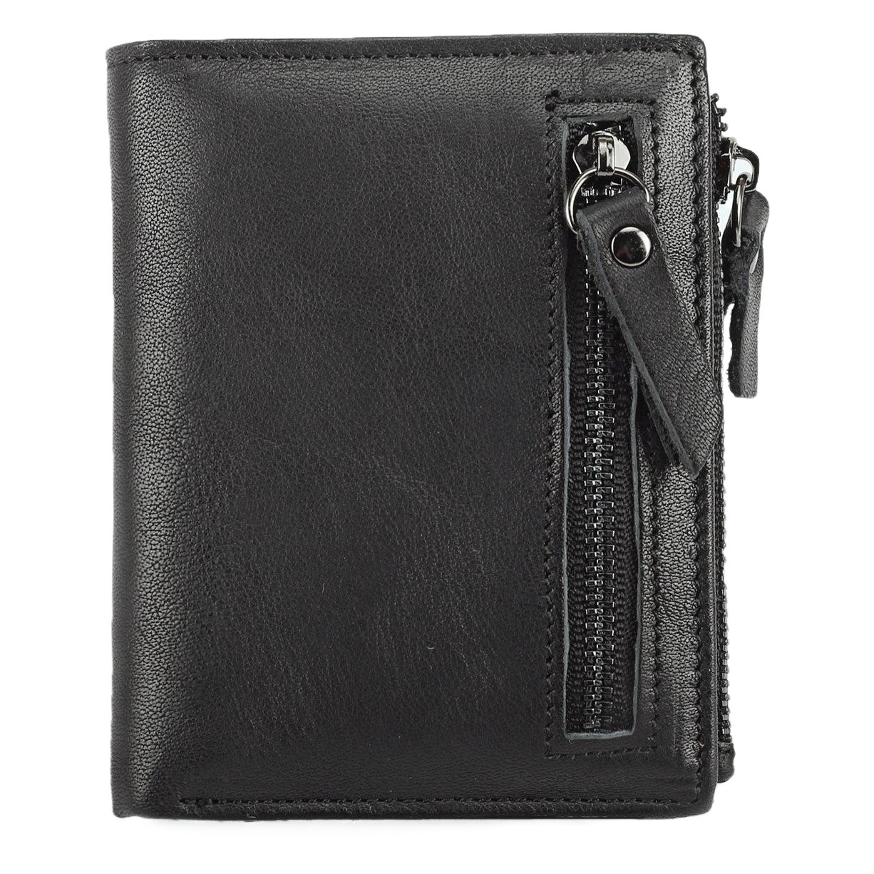 Shikangxin Vintage Genuine Leather Wallet Men's Short Wallet Multifunctional Zipper Bag Casual Oil Wax Cowhide Wallet