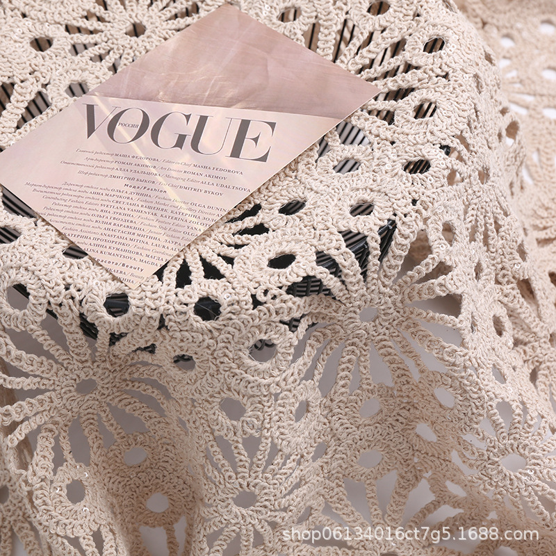 High-grade water-soluble strands sequins hollow Maje same style high-set dress fabric high-end fashion women's clothing fabric even