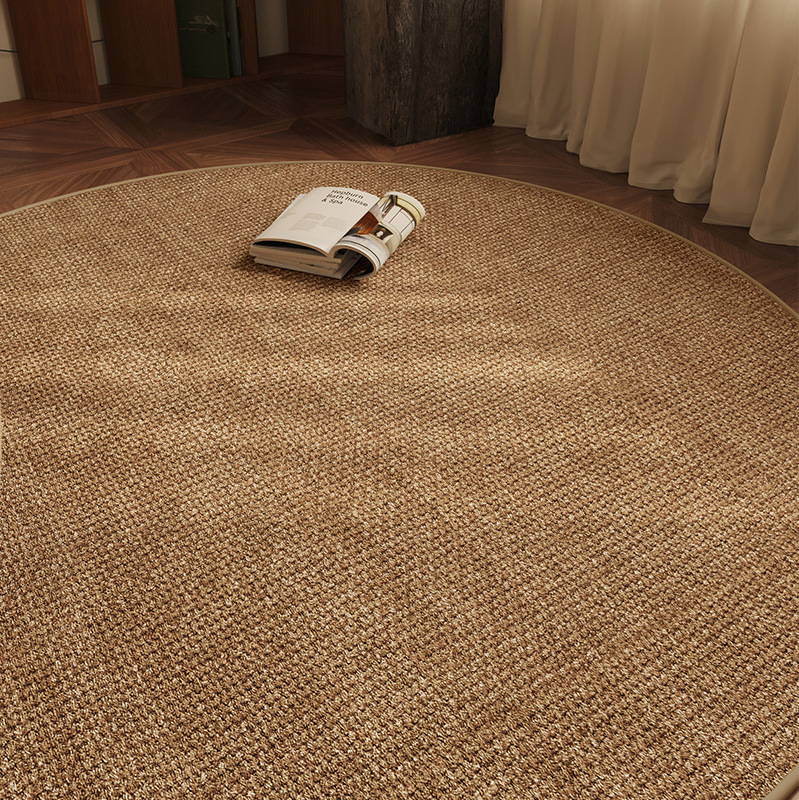 Picture of Log style solid color round carpet living room cloakroom bedroom floor mat swivel chair sound insulation mat balcony dressing table mat