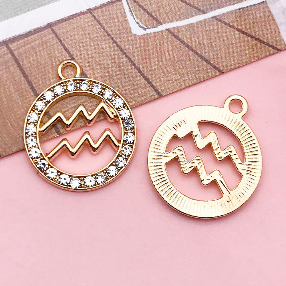 Picture of Twelve Zodiac Signs Cross-Border Zodiac Signs with Diamonds Alloy Accessories DIY Combination Necklace Earrings Pendant Pendant Accessories