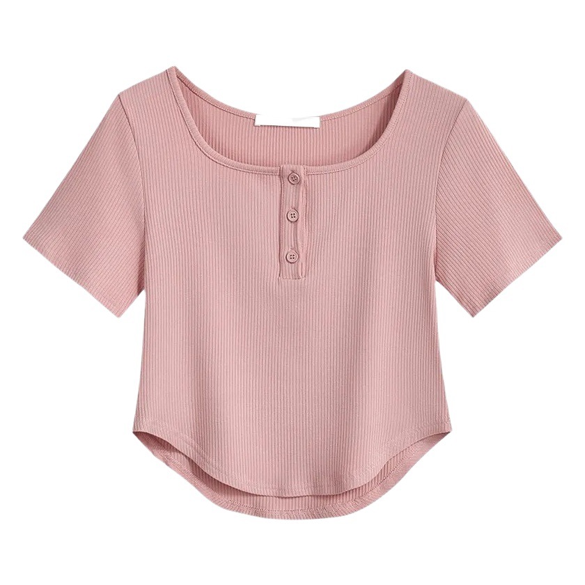 Discount Cut Label Clearance Hot Girl Pink Top 2024 Summer High Waist Slim-fit Short Pure Desire Short Sleeve T-shirt for Women