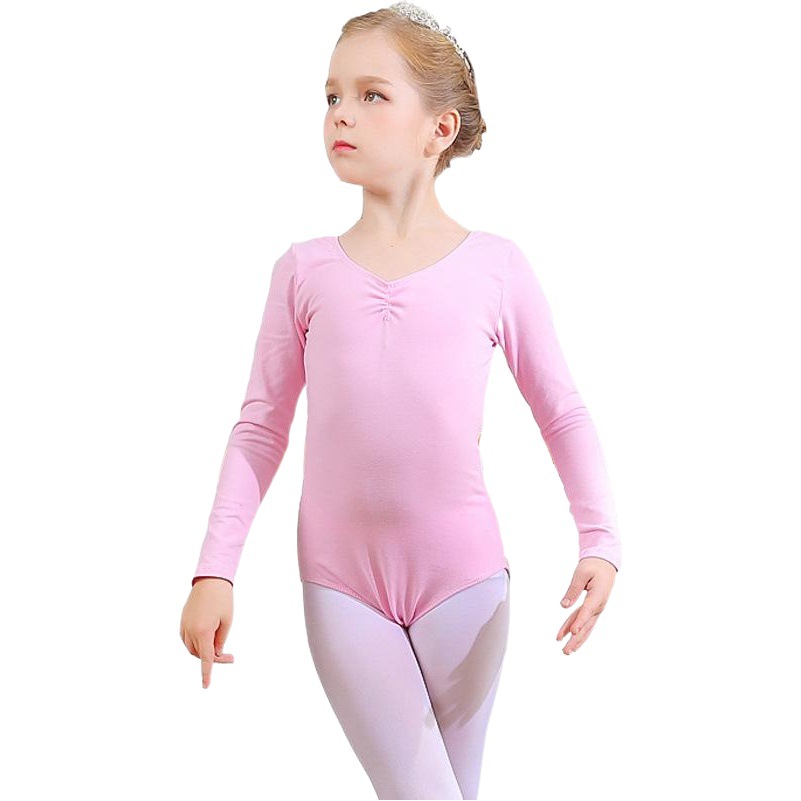 Children's Dance Clothing, Girls' Long-Sleeved Body Suits, Autumn and Winter Gymnastics Jumpsuits, Ballet Classical Dance Practice Clothing Skirts