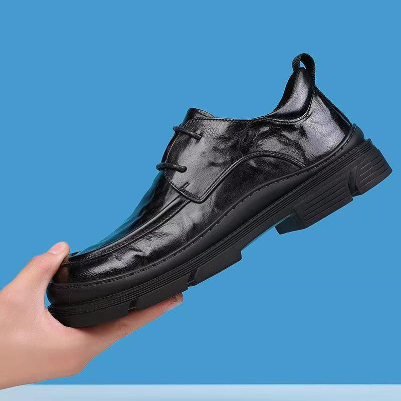Hollow-out Leather Shoes Men's 2025 Summer New Men's Shoes Genuine Leather Breathable Fashionable All-match Thick-soled Business Casual Shoes