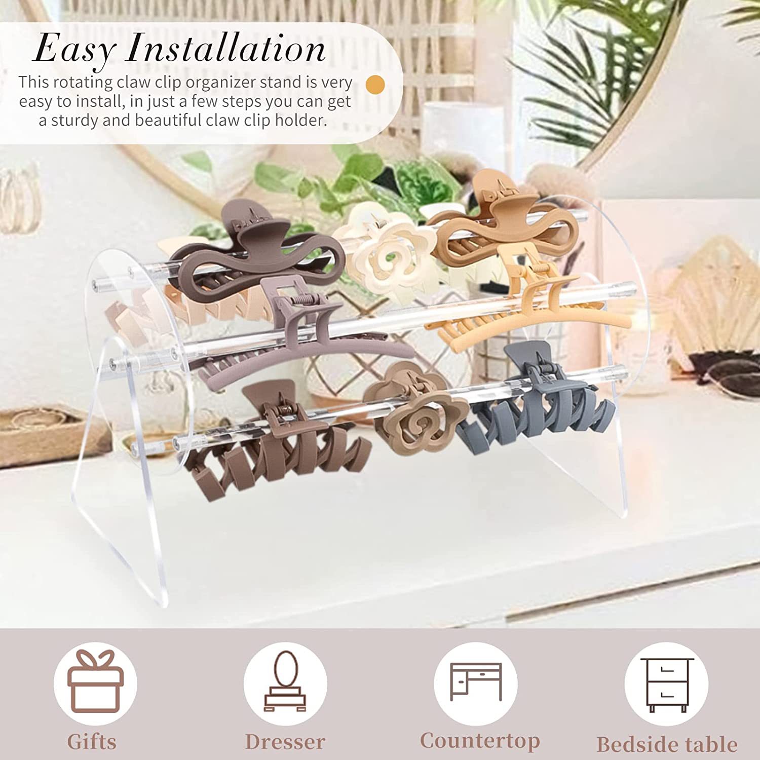 Picture of 360-Degree Rotating Acrylic Cut Out Transparent Hairband Display Stand Watch Bracelet Counter Display Stand Hairband Storage