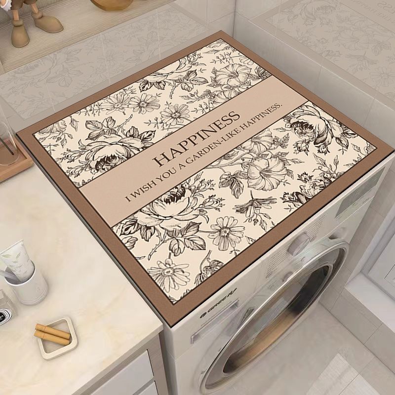 Picture of Drum washing machine cover pad flower diatom mud absorbent draining pad American pastoral style refrigerator microwave oven dust pad