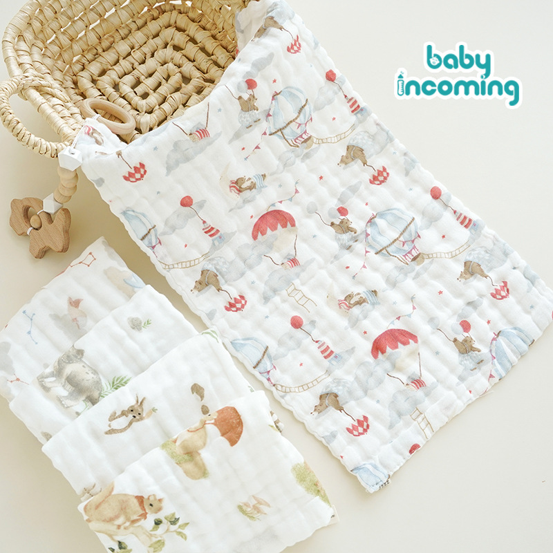 Animal cartoon children's towel six-layer gauze baby's special face towel children's towel soft absorbent baby saliva towel