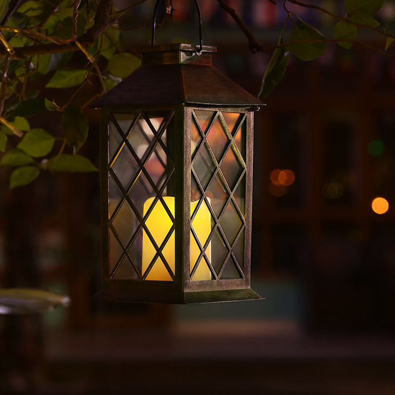 Outdoor Camping Style Solar Palace Lantern Retro Courtyard Garden Landscape Decoration Creative Led Digital Candle Wind Lantern