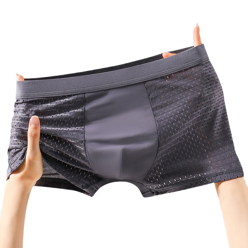 Douyin Kuaishou Cross-Border Men's Underwear Bamboo Fiber Ice Silk Summer Boxer Briefs 4 Pairs of Mesh Men's Boxer Briefs
