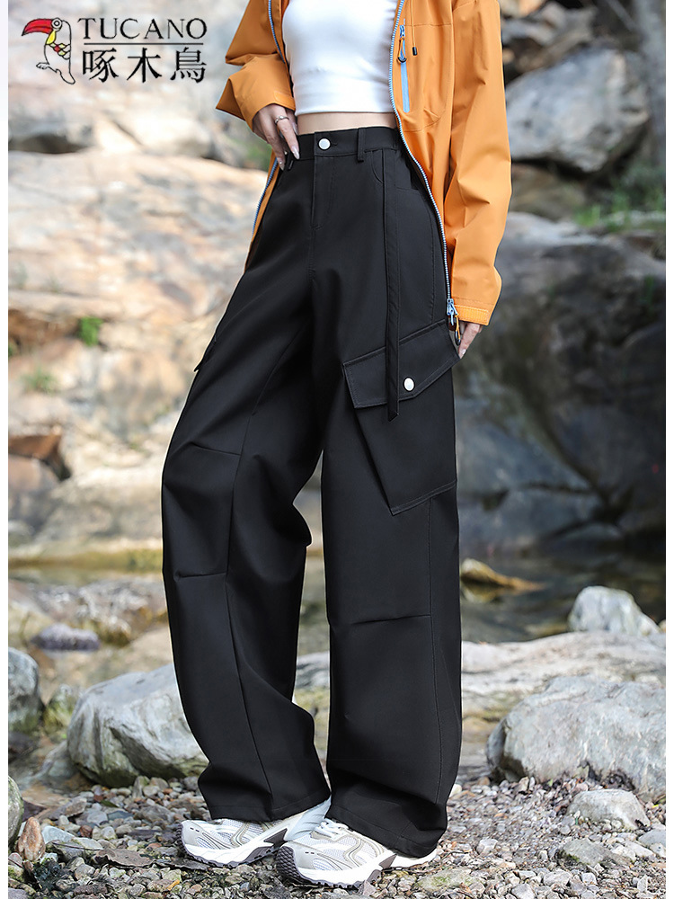 Woodpecker 2025 Fall Single-layer windproof and coldproof warm assault pants 3-in-1 detachable wide-leg straight-leg pants