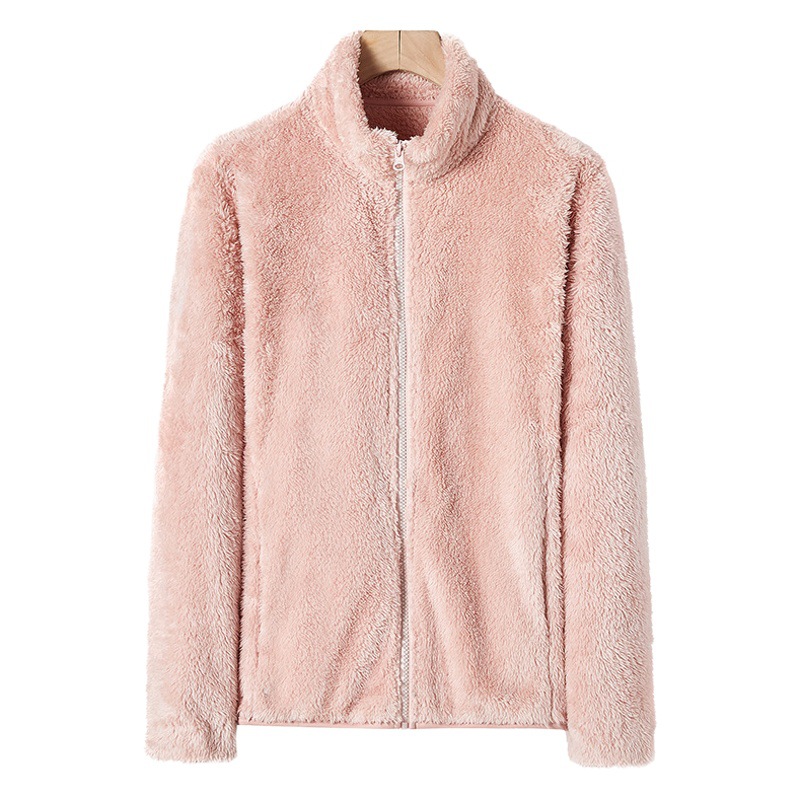 New Couple Fleece Clothes Autumn Collar Korean Women's Warm Soft Thickened Fashionable Coral Fleece Warm Jacket for Men