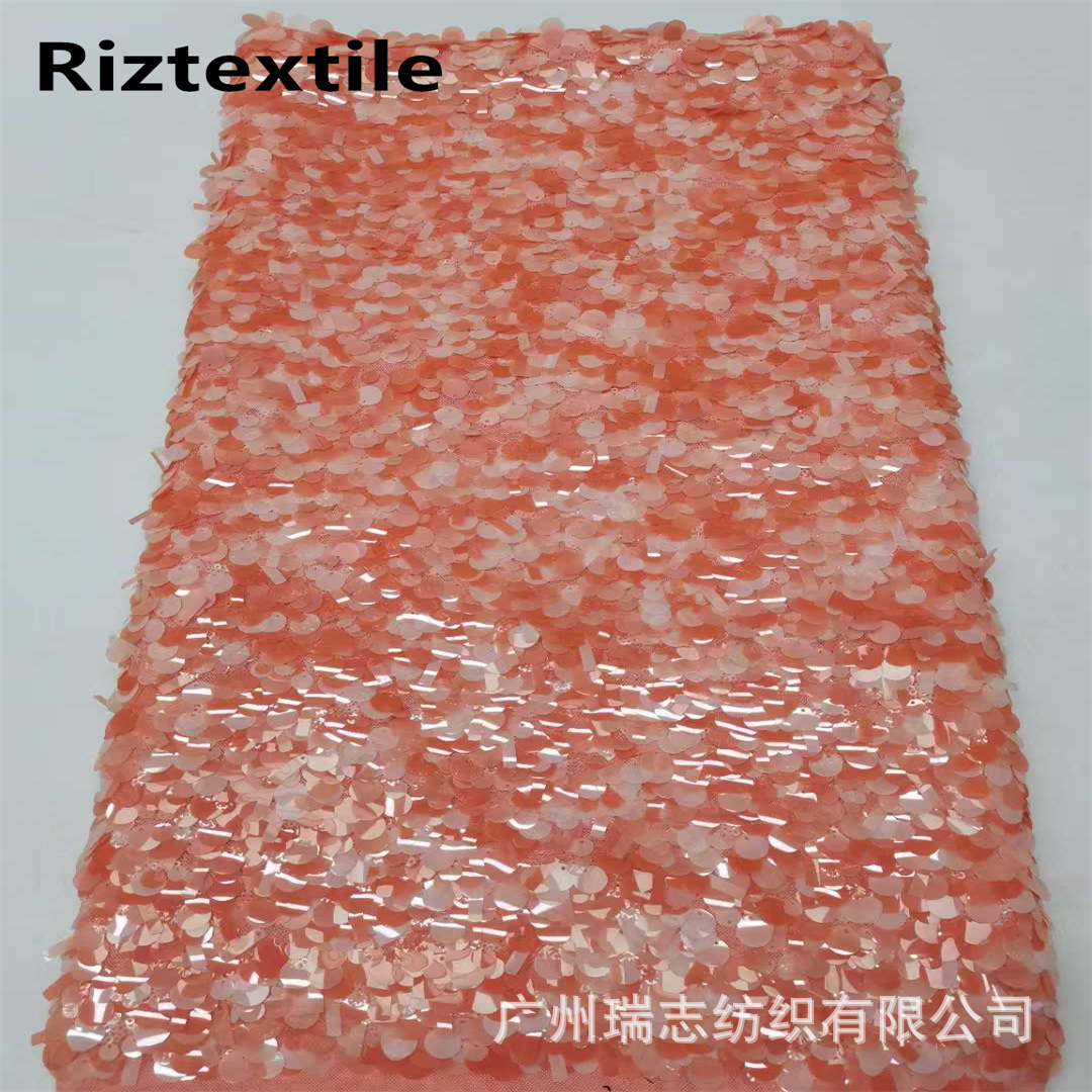 Hot Encryption Turn-over Sequin Mesh Lace Fabric Size Bead Performance Dress Fashion Bag dress Cloth