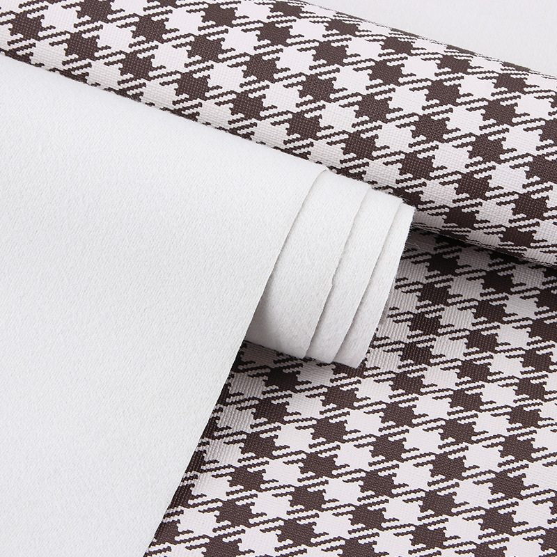 Picture of K1829 classic style black and white houndstooth printed leather fabric scratch-resistant wear-resistant film process in stock wholesale