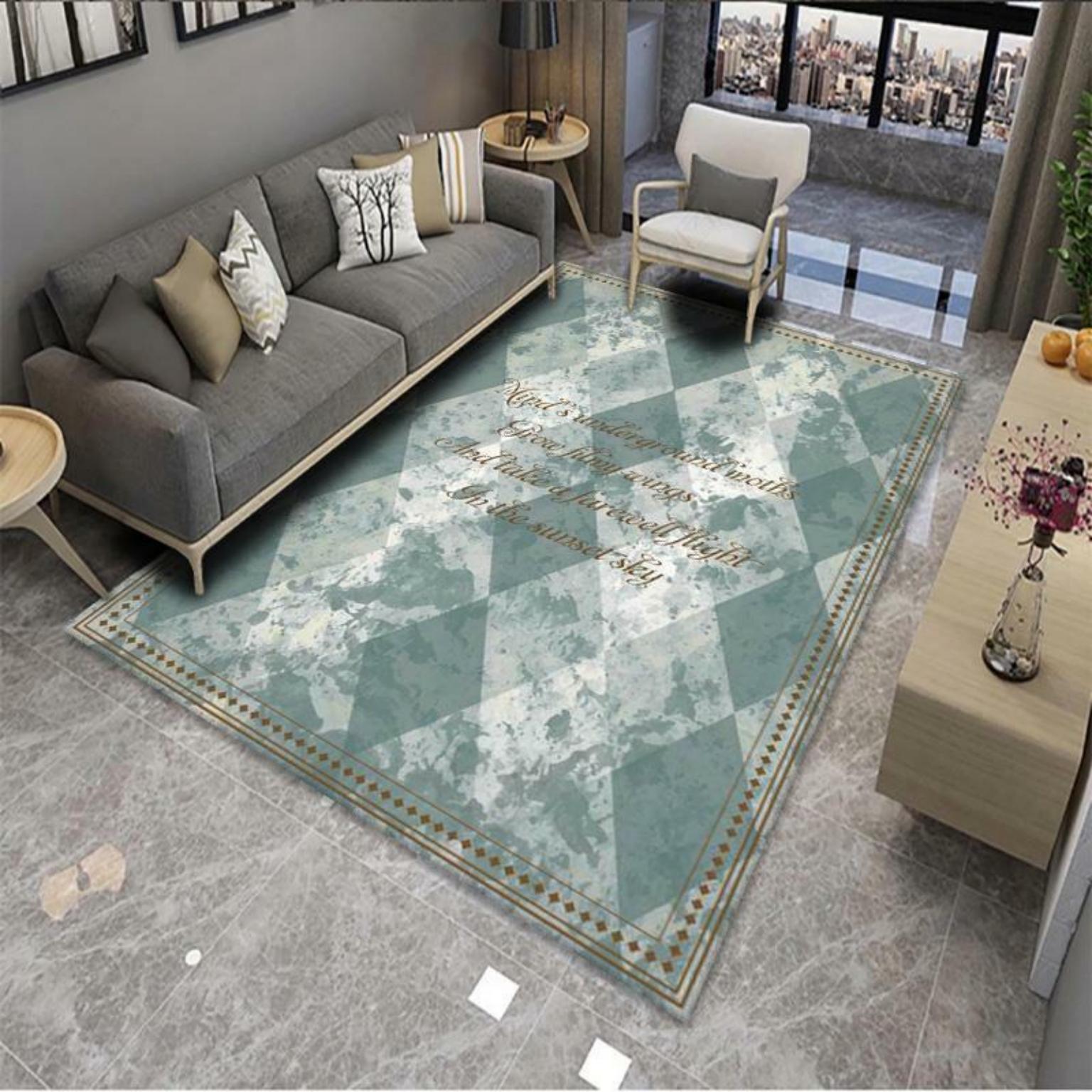 Picture of Modern Simple Living Room Carpet Geometric Pattern Home Study Sofa Printing and Dyeing Carpet Homestay Hotel Carpet Floor Mat