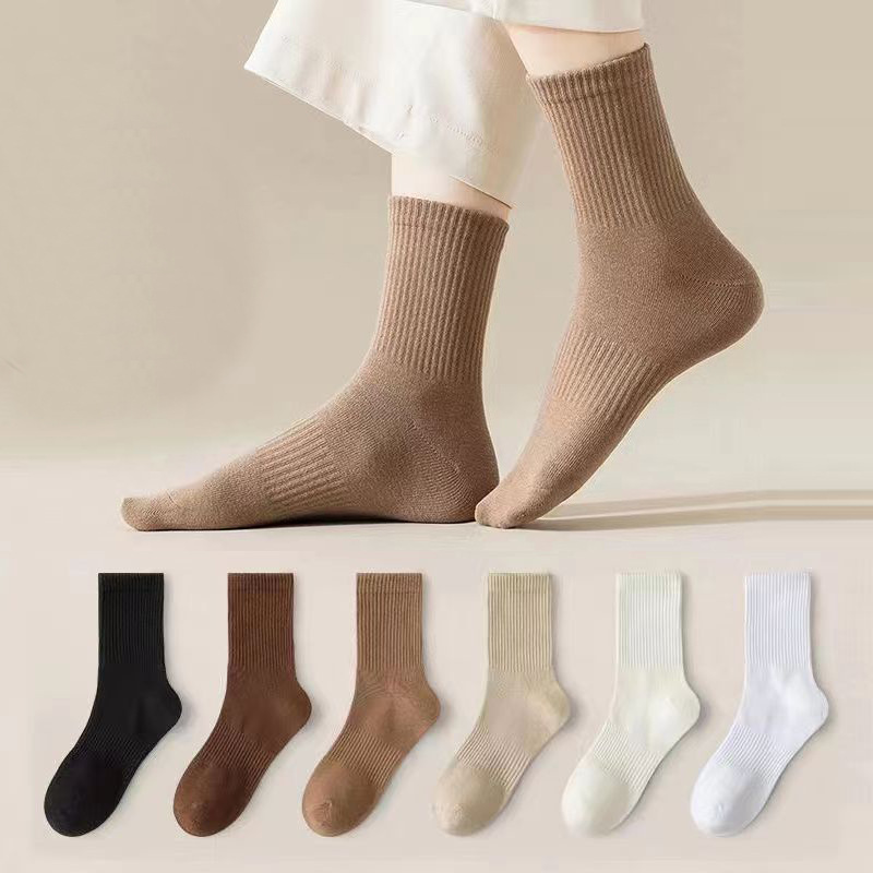 Socks men's solid color breathable sweat-absorbent casual sports socks autumn and winter New waist mid-calf length socks factory wholesale cotton socks