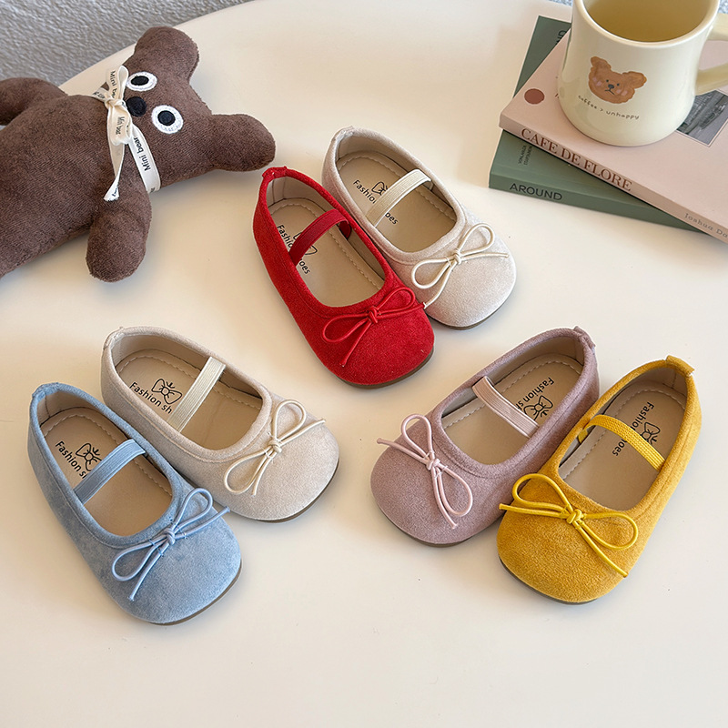Girls Small Leather Shoes 2025 Spring and Summer New Bow Girl Princess Shoes Soft Bottom Bean Shoes Cloth Shoes Baby Shoes