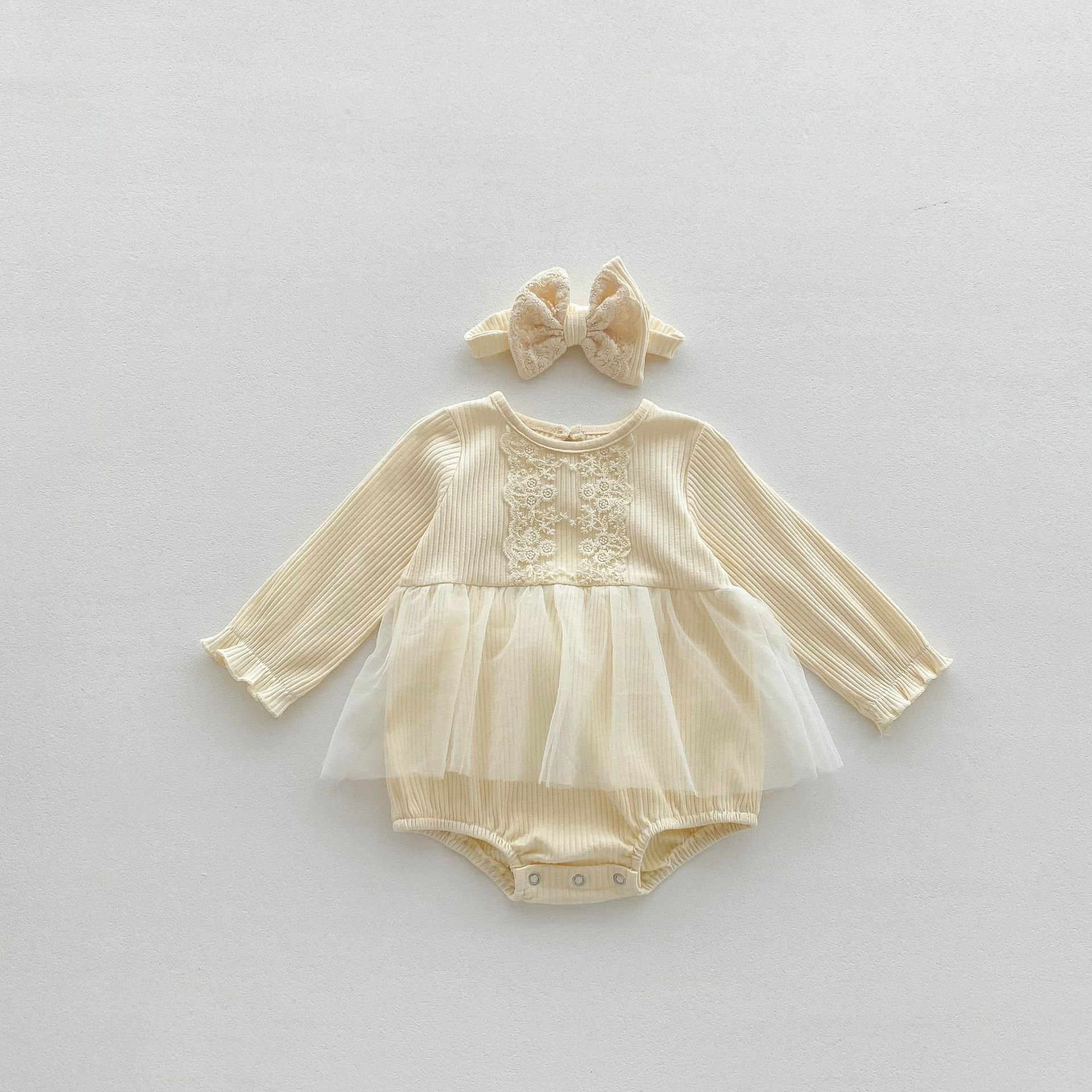 Picture of Korean Style Summer and Autumn New Baby's Mesh Wrap Fart Clothes Baby Girl's Princess Lace Pit Strip Bodice with Hair Strap