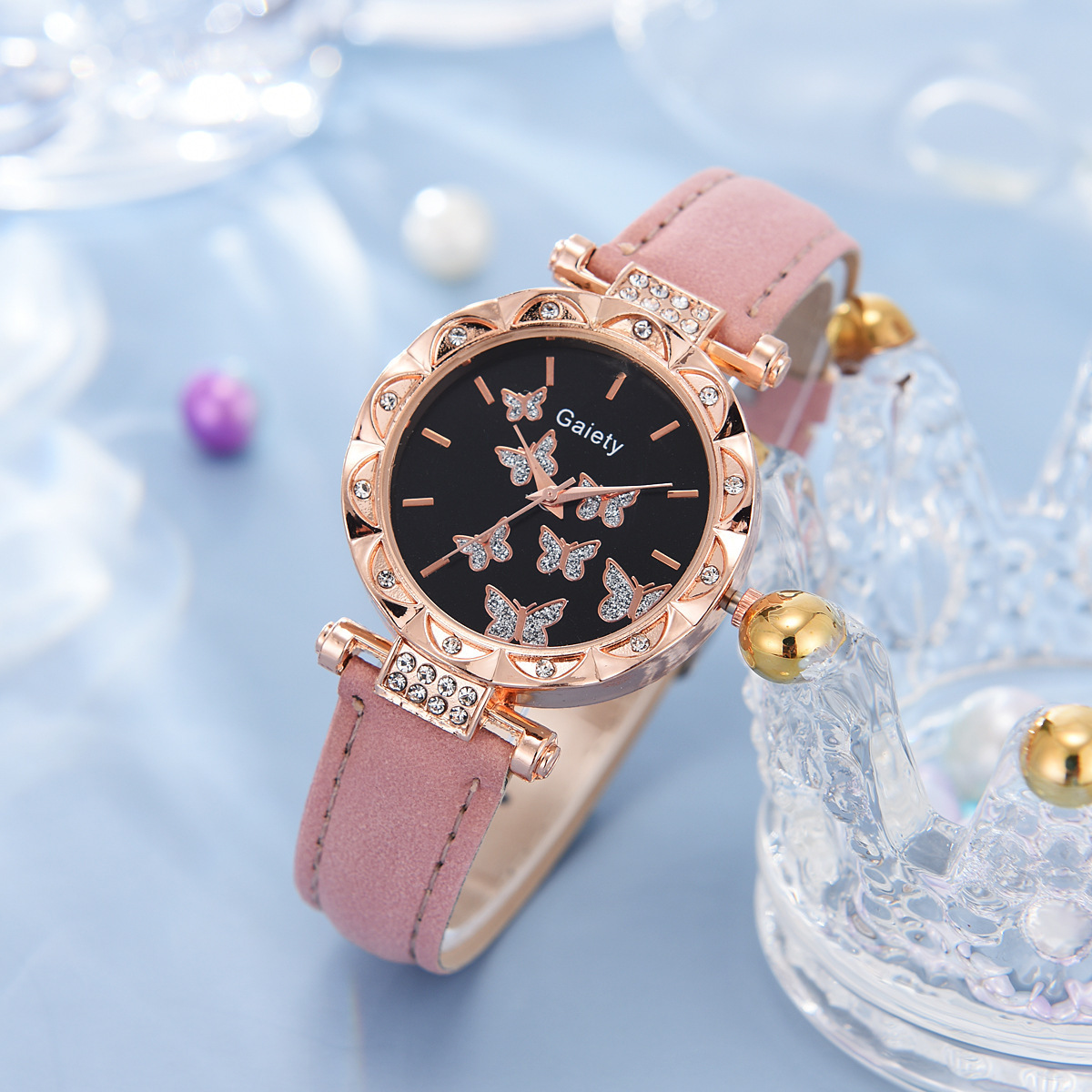 Picture of New TikTok Popular Women's Watch Fashion Personality Simple Watch Butterfly Digital Belt Watch Set