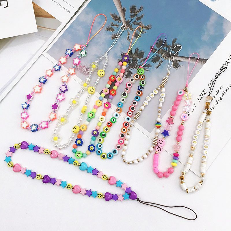 New soft pottery fruit series mobile phone chain diy mobile phone case acrylic five-pointed star mobile phone chain collection trend
