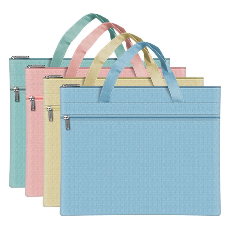 Portable file bag student stationery macaron a4 double-layer zipper bag textbook thickened subject bag custom logo