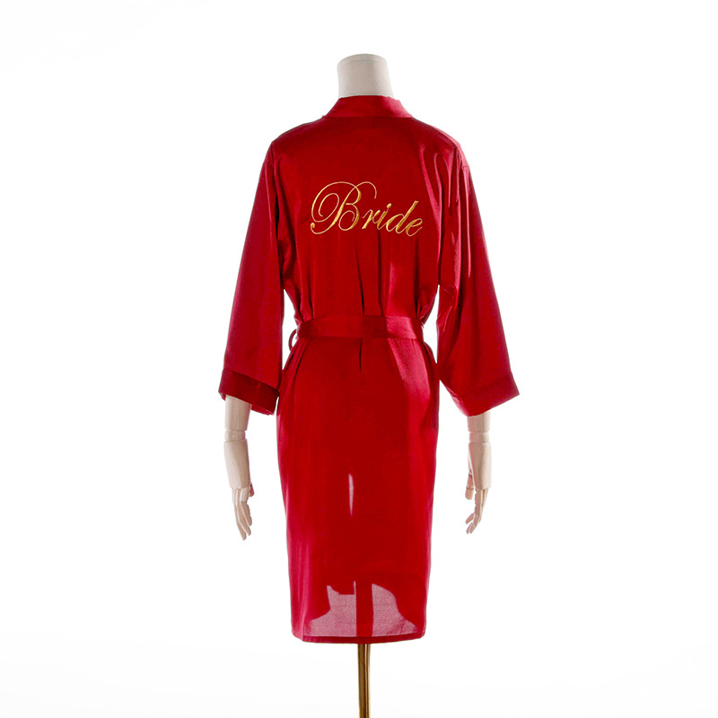 Picture of bride Gown morning Gown Lady nightgown wedding makeup bridesmaid group wedding kimono imitation silk satin bathrobe
