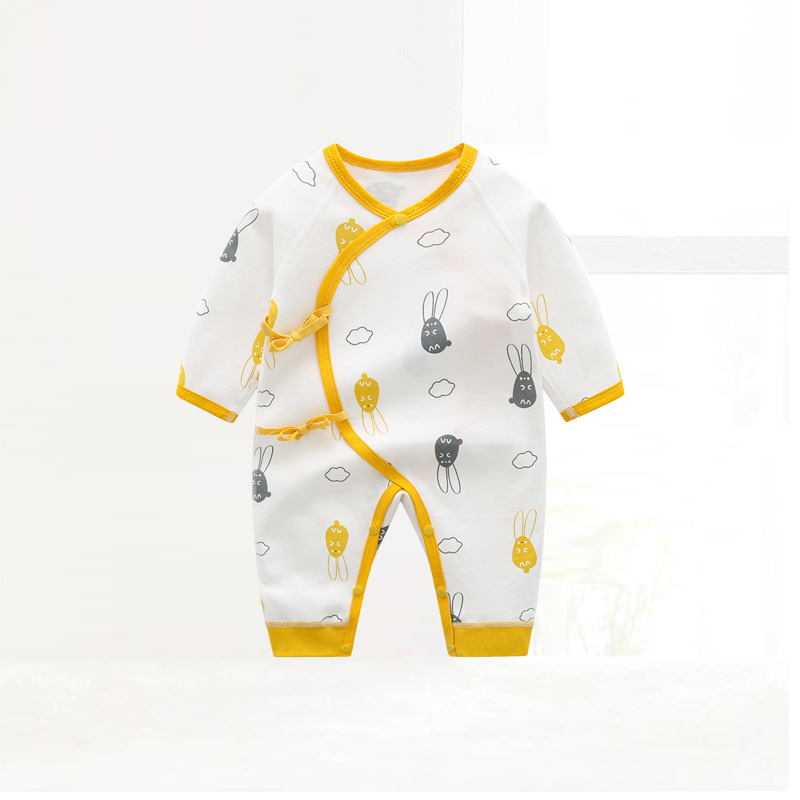 Picture of Autumn New Newborn Jumpsuit, Spring and Autum Baby Clothes, Double-Sided Pure Cotton Infant and Toddler Boneless Long-Sleeved Rompers