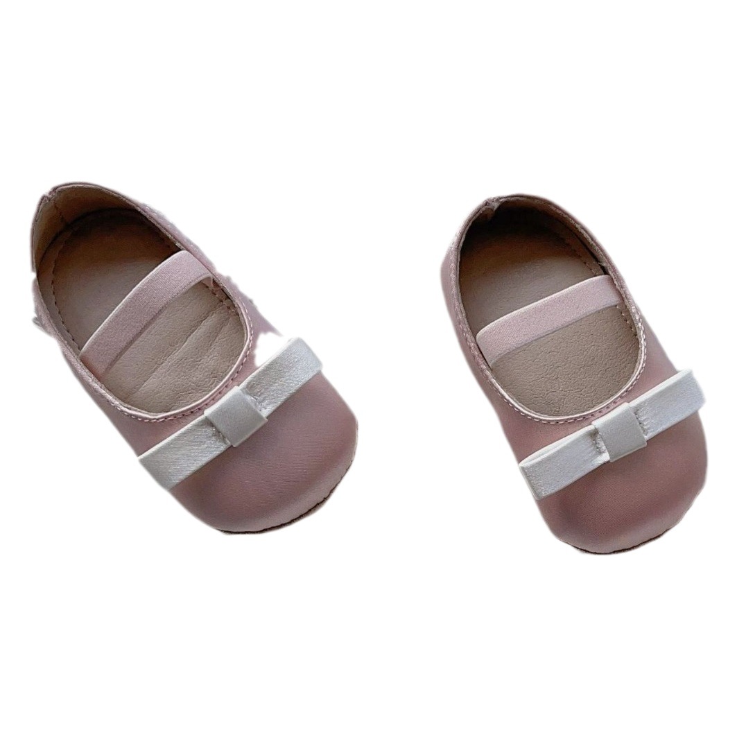 2024 New Spring and Autumn Baby Small Cloth Shoes Baby Girl Soft Sole Non-Slip Front Shoes Bow Anti-Drop Heel Princess Shoes