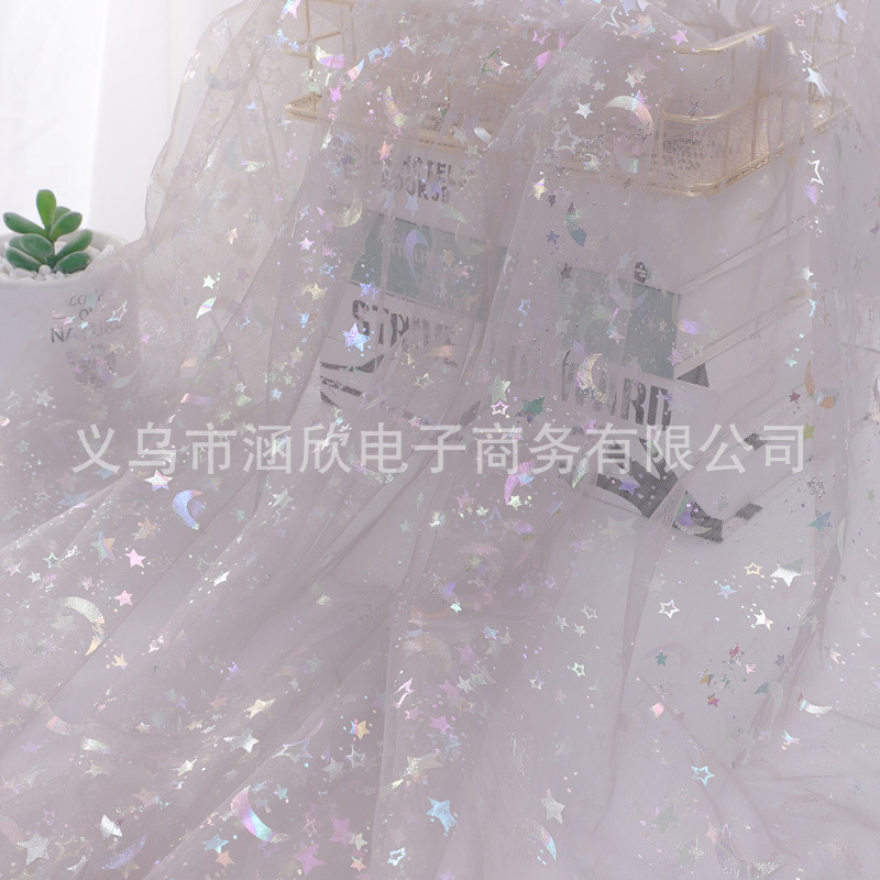Picture of Ins Background Cloth Colorful Star and Moon Tulle Mesh Fabric Gift Packaging Bow Flower Packaging Jewelry Accessories
