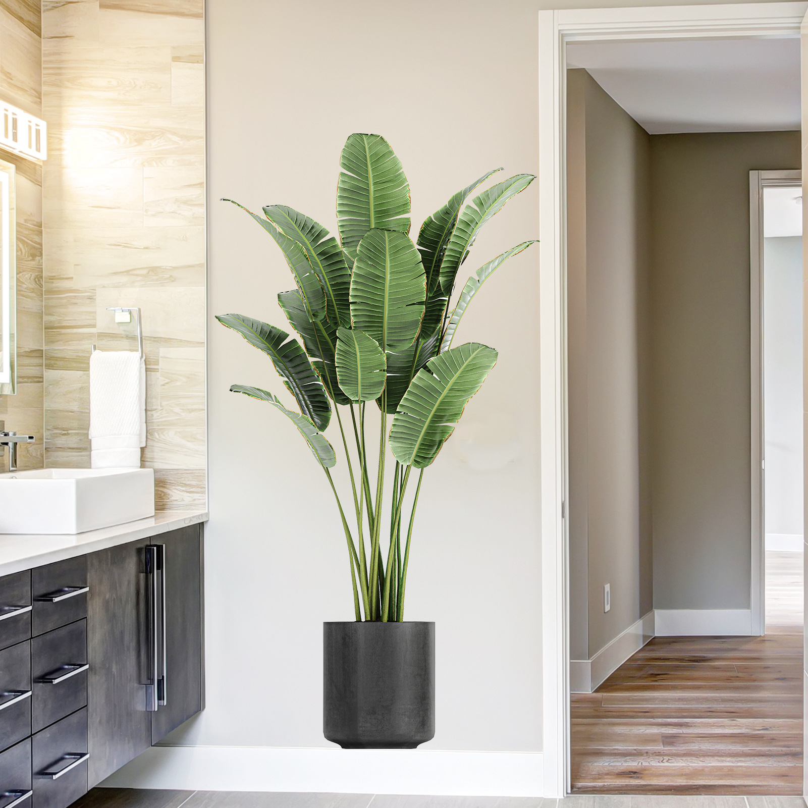 New MS-G006 fresh green plant bonsai simulation wall stickers bedroom living room entrance home wall decoration stickers
