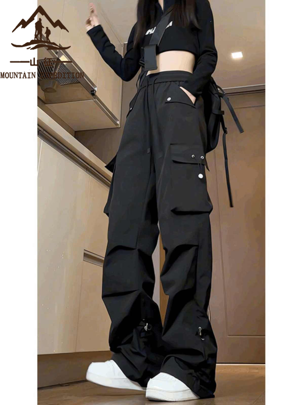 Black Pants for Women 2025 New Style Petite Spring and Autumn Loose Windproof Waterproof Hiking Autumn and Winter Plus Size Softshell Pants Casual