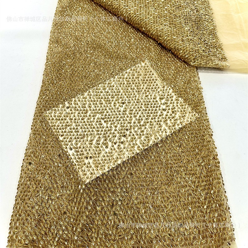 Manufacturer's In-Stock Sequin Embroidery Half-Roll Glitter Fabric, Multi-Color High-End Fashion Dress Fabric for Toasting Dresses and Evening Gowns