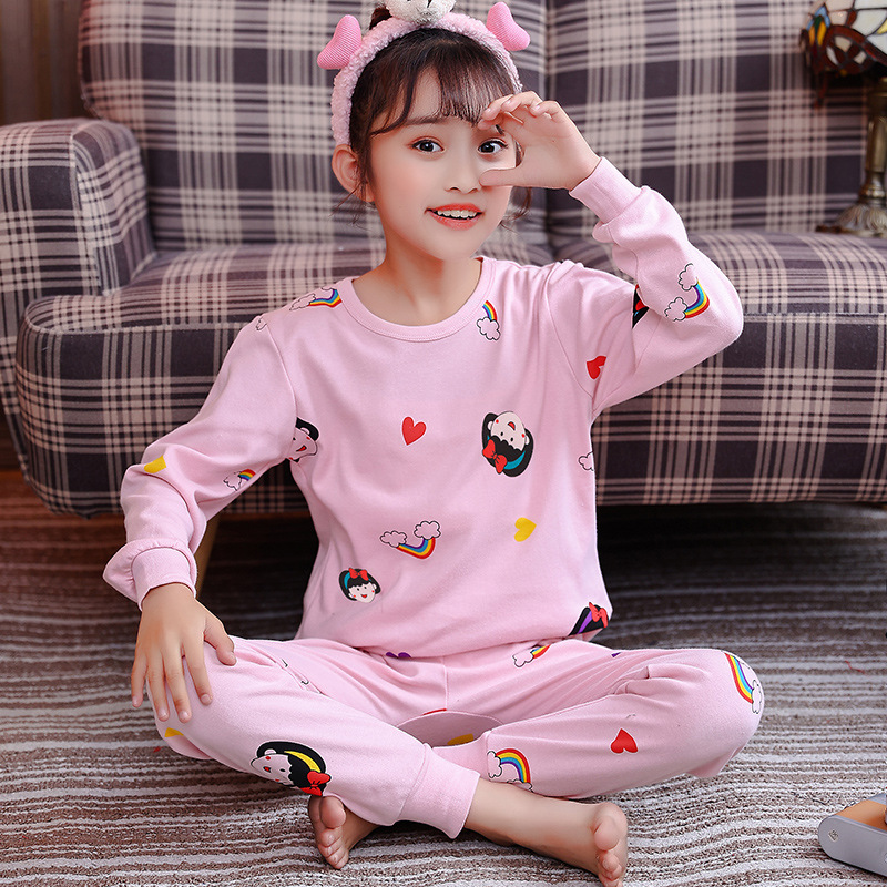 Picture of Children's autumn clothes long pants pure cotton boys' and girls' underwear suit cartoon children's autumn and winter new two-piece set bottoming