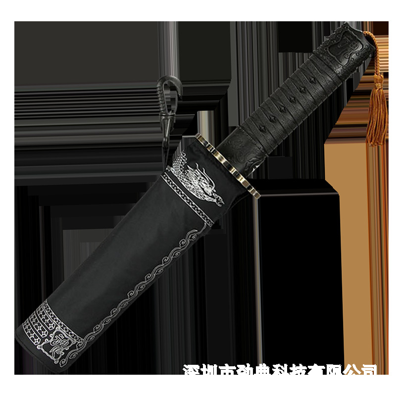 Picture of Spot Wholesale Fully Automatic Men's Folding Wind-Resistant Reinforced Thickened Creative Samurai Handle Umbrella Japanese Samurai Umbrella