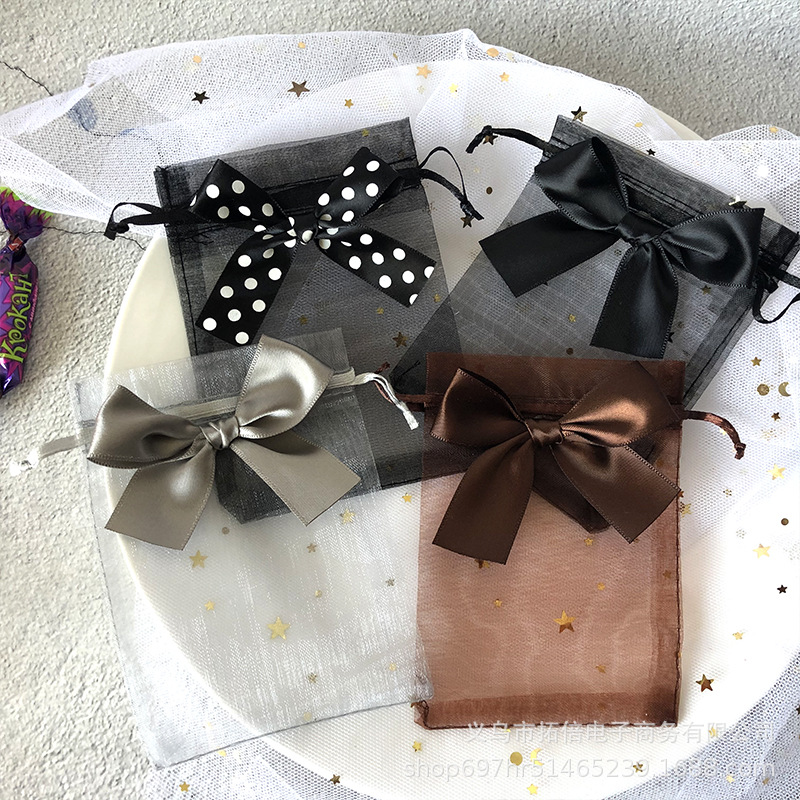 Pearl yarn bag bow candy bag jewelry gift packaging soap dried flower gauze bag drawstring wedding shop wholesale