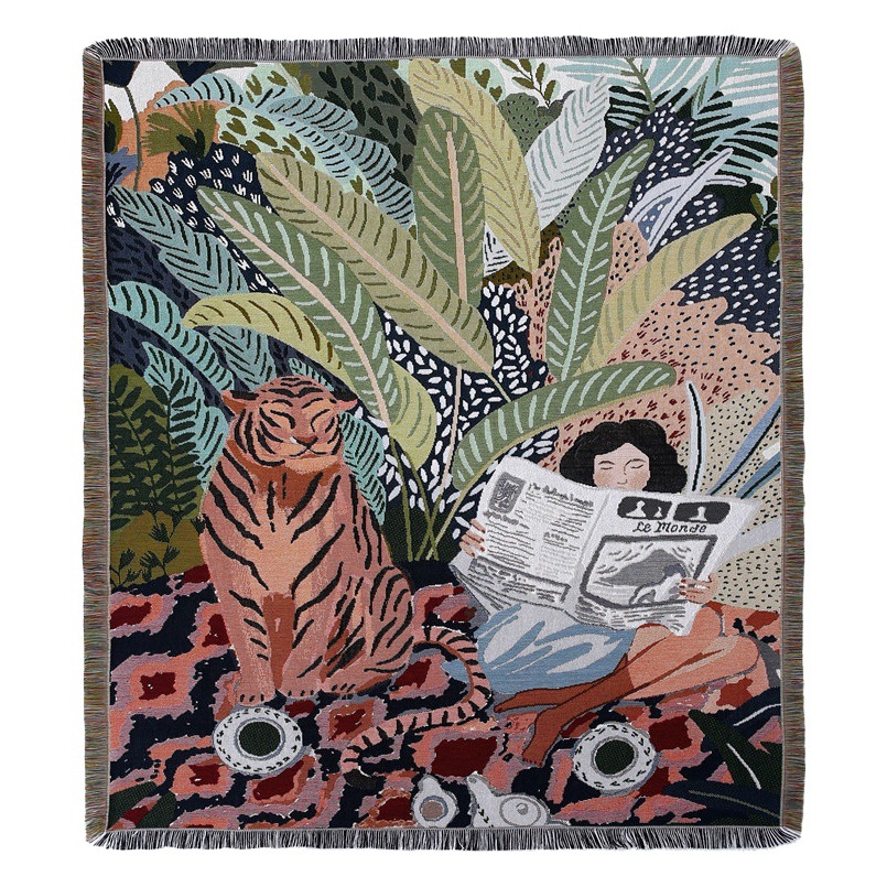 Outdoor camping blanket picnic blanket Ins-style multi-functional line blanket Bohemian blanket nap blanket sofa blanket cover blanket
